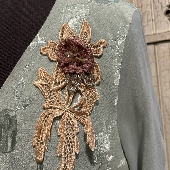 Chic Floral Long Sleeve Dress in Soft Green - Picture 3 of 5